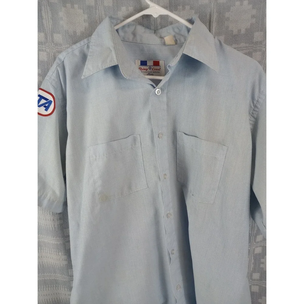 VTG Flying Cross Uniform Shirt Men's Size Large W/Patch Stained Thrashed Rock - Picture 2 of 10